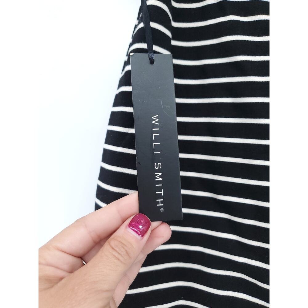 Willi Smith Modern Chic Pull On Stripe Bodycon Skirt Bright Blue Hem Stripe 10 - Picture 2 of 5